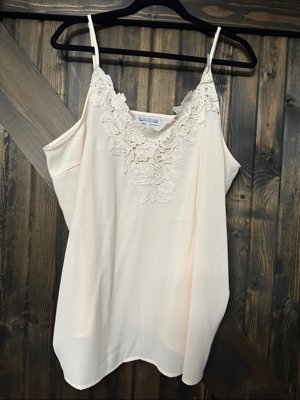 Lace Trim Spaghetti Strap Cami - Cream
